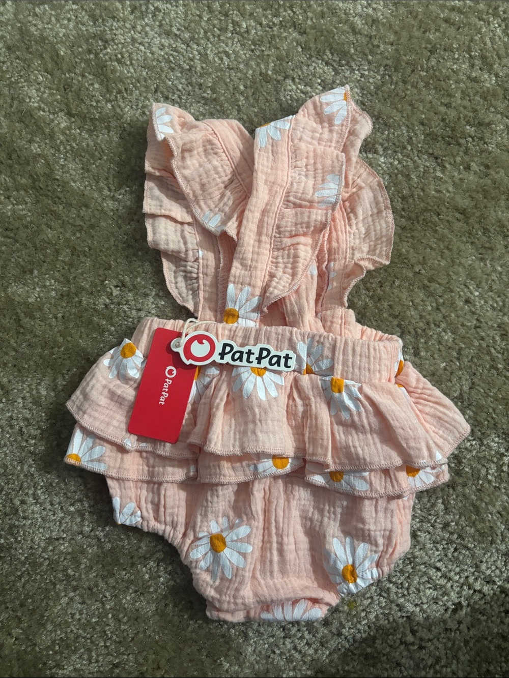 PatPat Peach Daisy Ruffle Romper - Picture 2 of 2